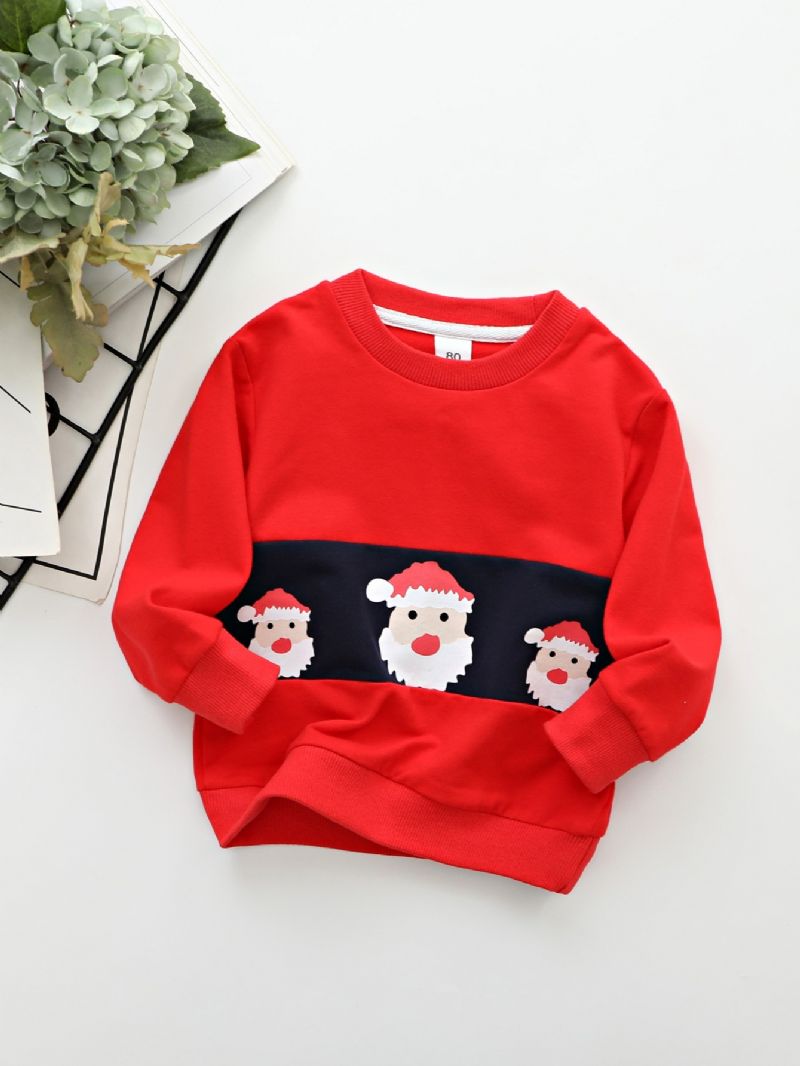 Efterår Vinter Nye Drenge Jul Print Crew Neck Sweatshirt