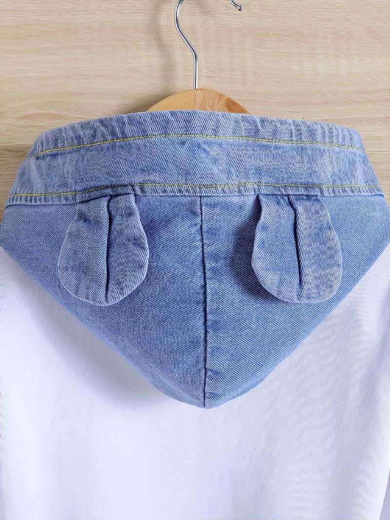 Hættetrøje Til Piger Casual Brev Hjertetryk Ensfarvet Langærmet Denim Efterår Og Vinter