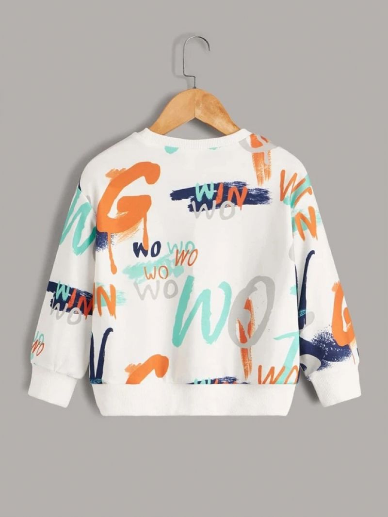 Langærmet Drenge Sweatshirt Med Rund Hals Med Alfabetprint