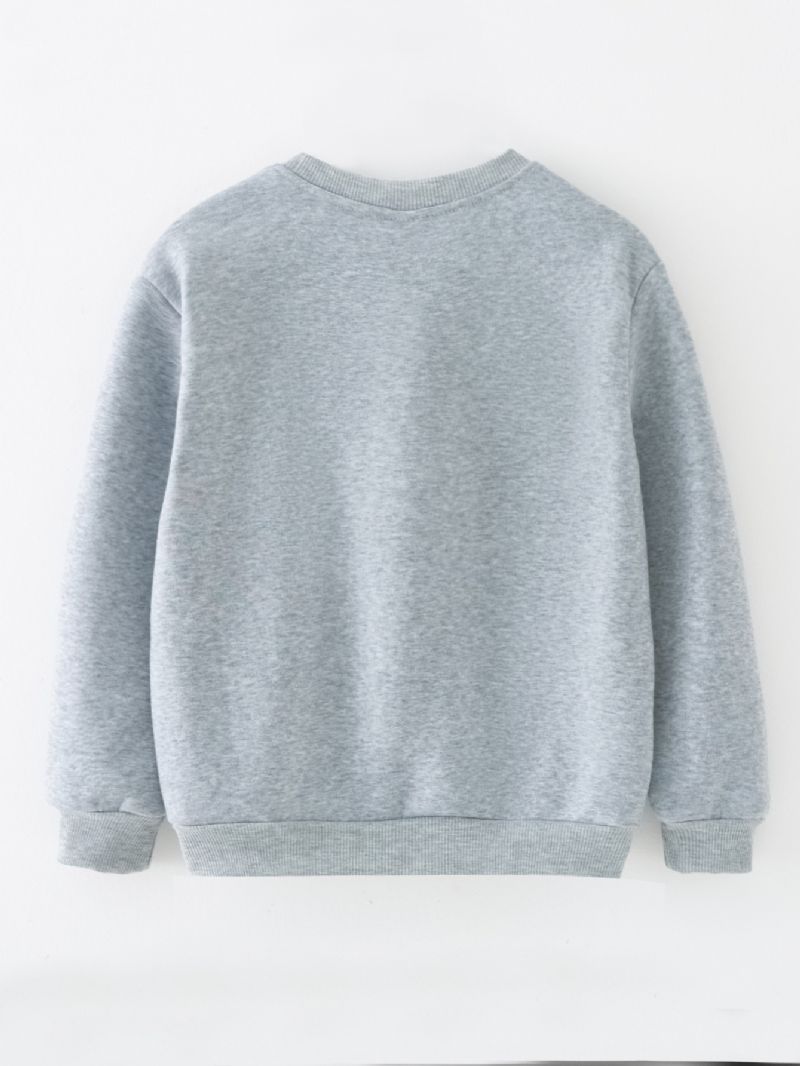 Ny Drenge Grå Casual Moderigtigt Printet Langærmet Rund Hals Sweatshirt