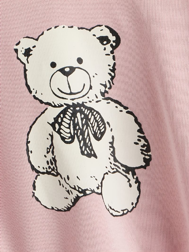 Piger Casual Cartoon Bear Print Langærmet Rundhals Sweatshirt