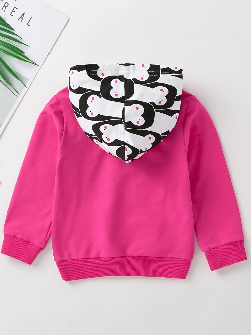 Piger Casual Cute Penguin Print Hættetrøje Sweatshirt Forår Efterår