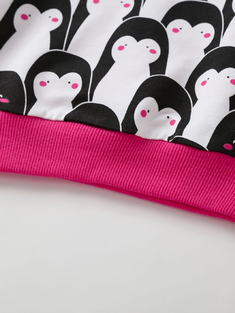 Piger Casual Cute Penguin Print Hættetrøje Sweatshirt Forår Efterår