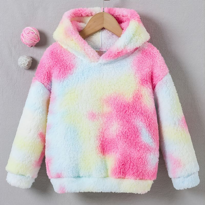 Piger Casual Fleece Termisk Hættetrøje Langærmede Tie Dye Toppe Til Vinter