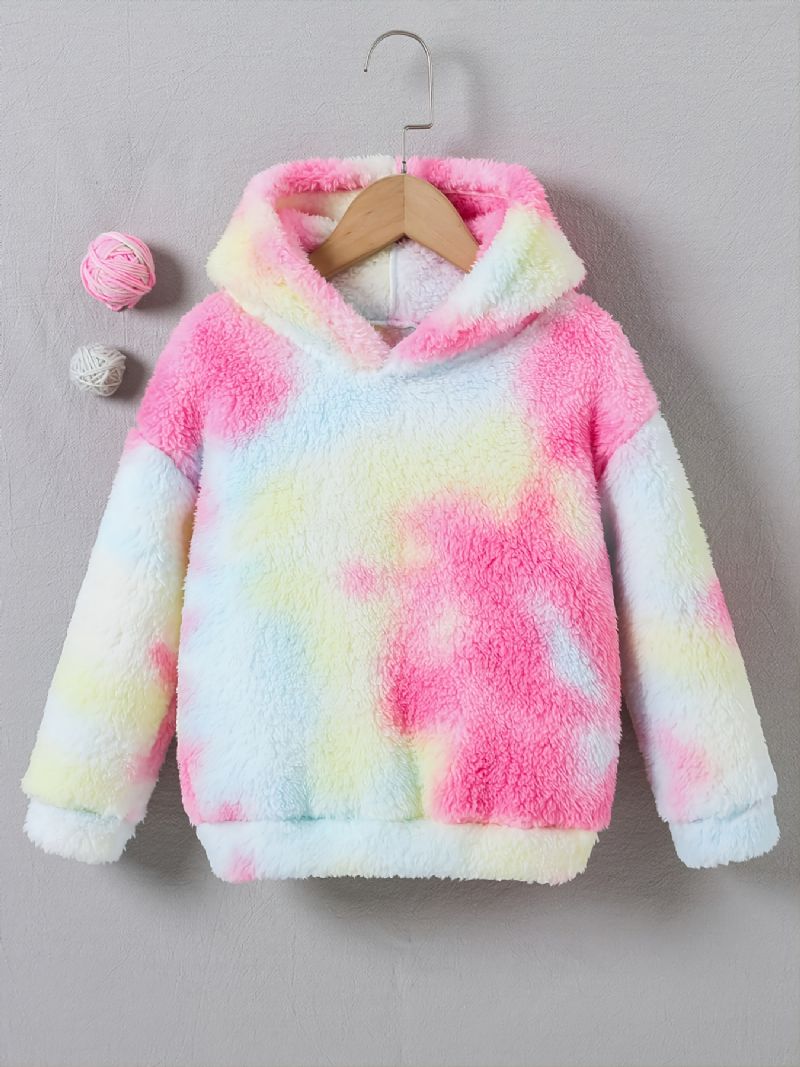 Piger Casual Fleece Termisk Hættetrøje Langærmede Tie Dye Toppe Til Vinter