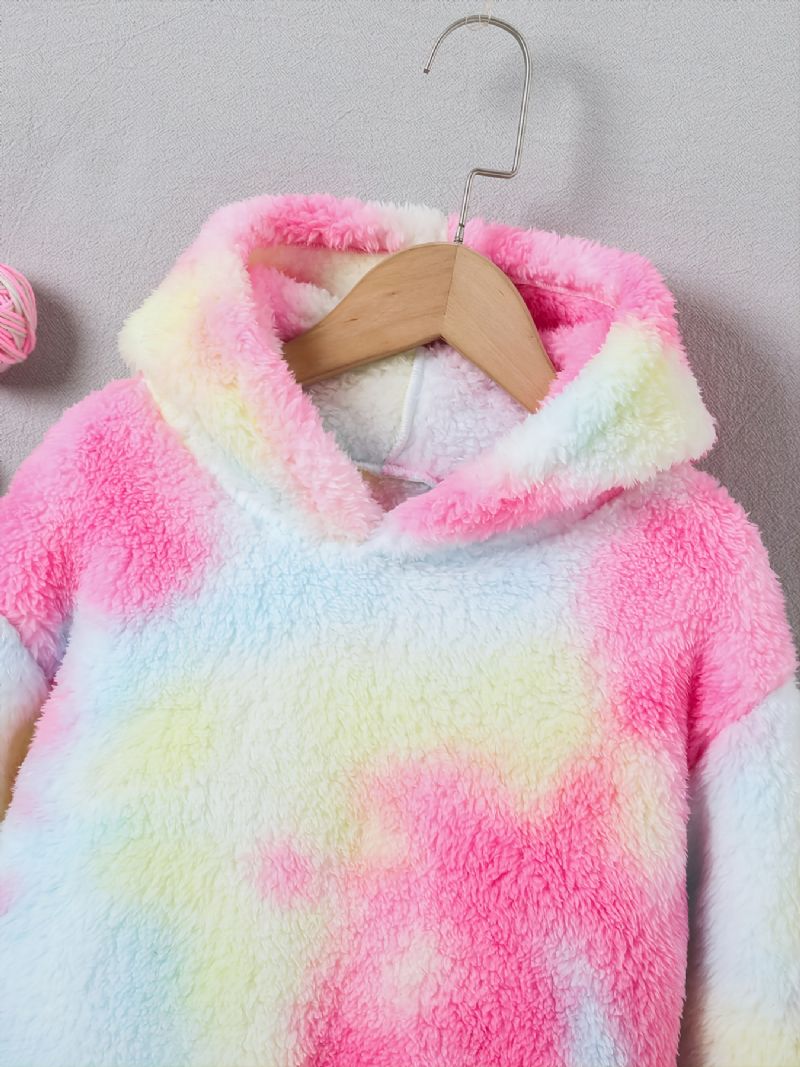 Piger Casual Fleece Termisk Hættetrøje Langærmede Tie Dye Toppe Til Vinter