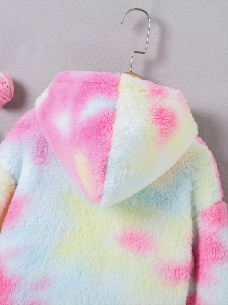 Piger Casual Fleece Termisk Hættetrøje Langærmede Tie Dye Toppe Til Vinter