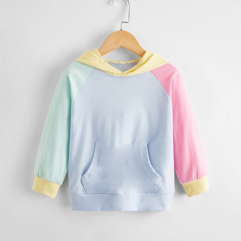 Piger Colorblock Hættetrøje Casual Pocket Baby Børnetøj