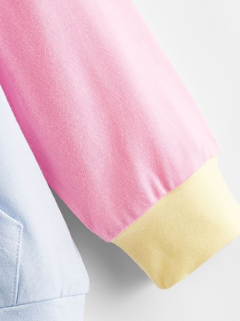 Piger Colorblock Hættetrøje Casual Pocket Baby Børnetøj