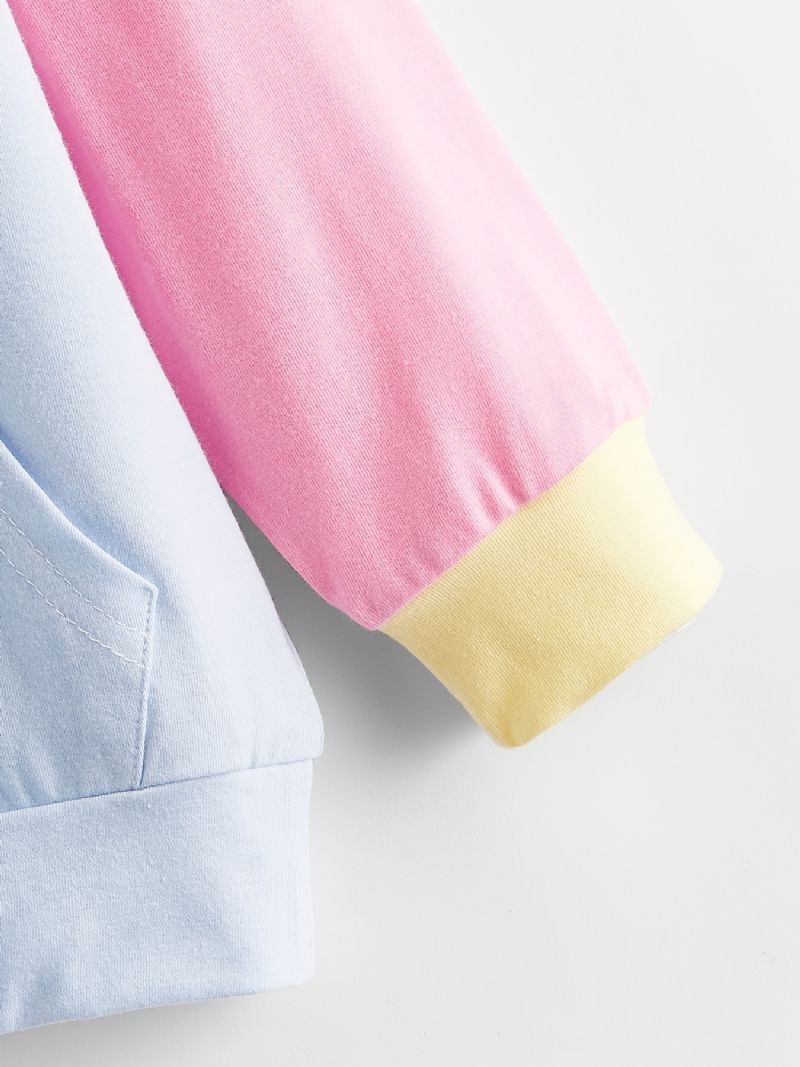 Piger Colorblock Hættetrøje Casual Pocket Baby Børnetøj