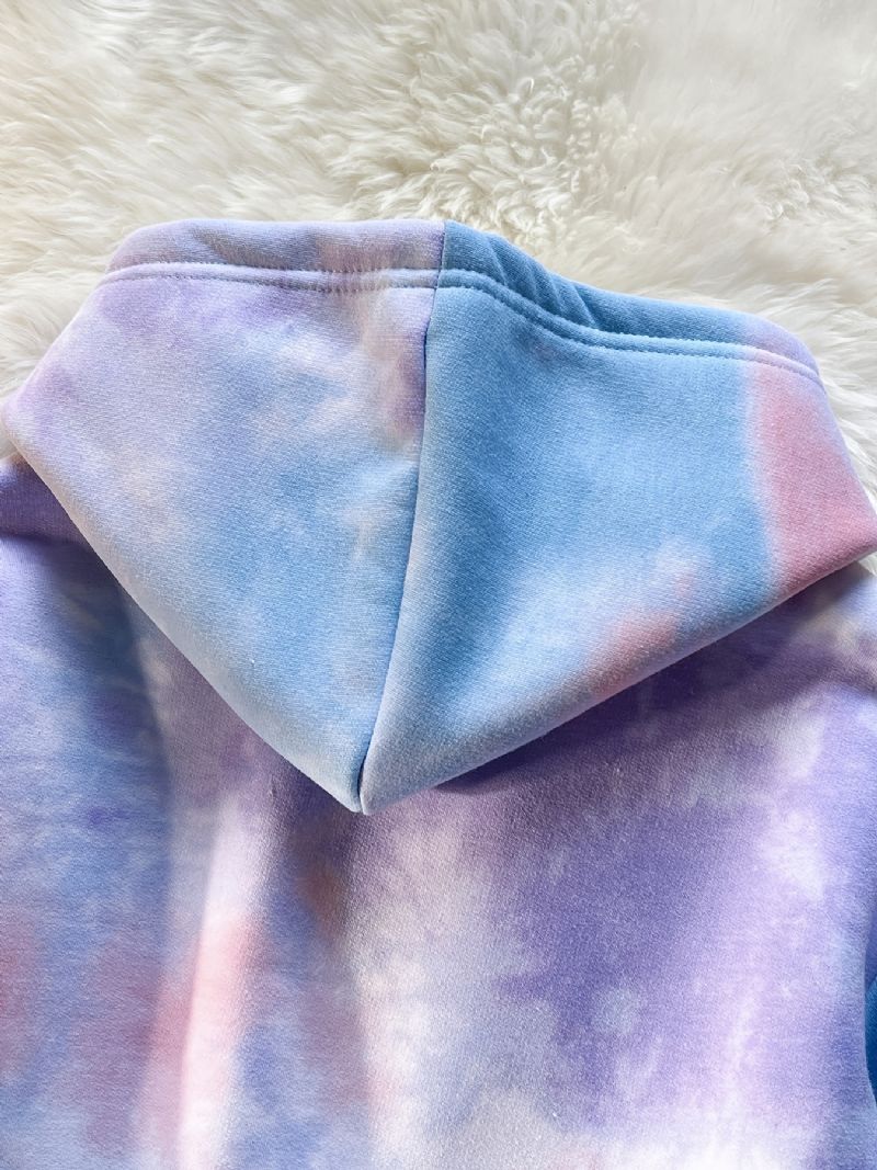 Piger Fleece Tie Dye Hættetrøje Børnetøj Med Tegneserietryk