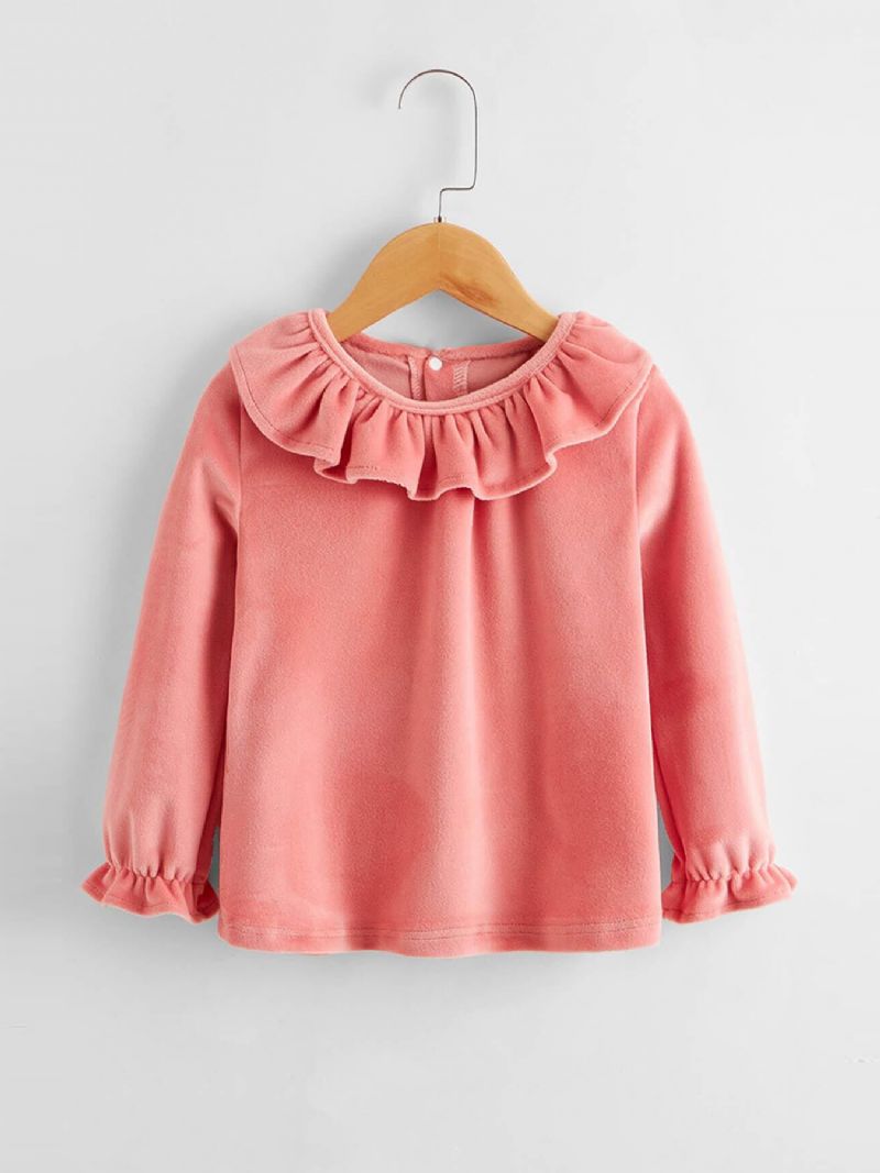 Piger Pink Velvet Flæsehals Blonde Top