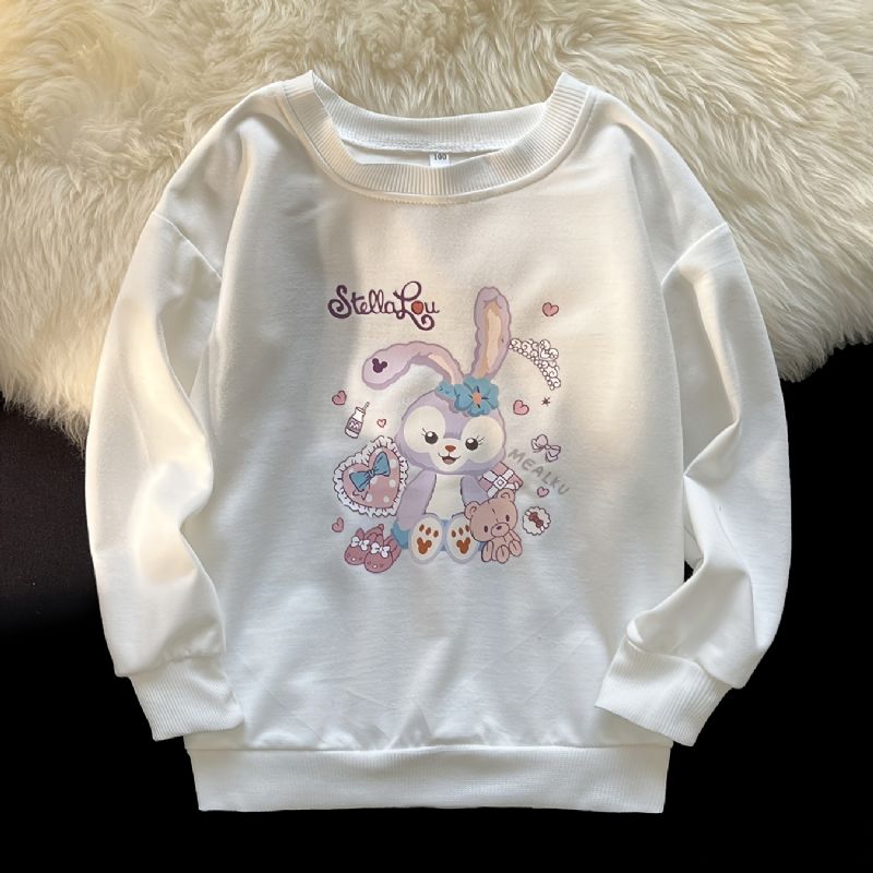 Piger Pullover Cute Rabbit Print Langærmet Sweatshirt Toppe Børnetøj