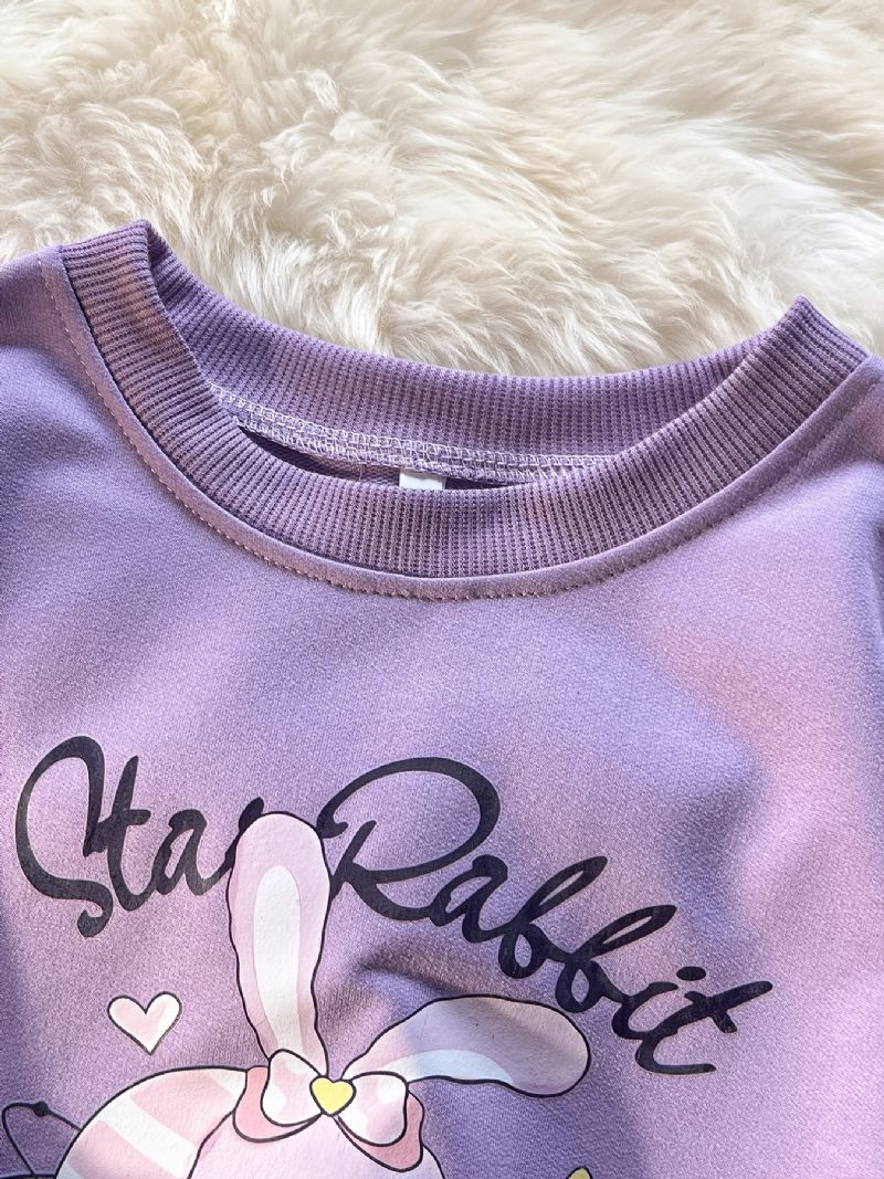 Piger Pullover Cute Rabbit Print Langærmet Sweatshirt Toppe Børnetøj