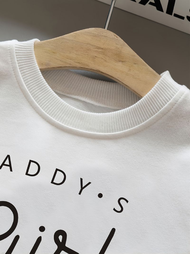 Piger Pullover Daddy's Letter Print Rundhalset Langærmet Sweatshirt
