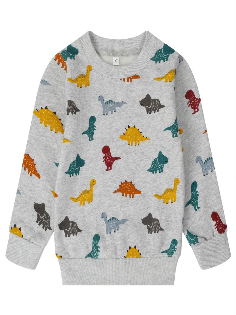 Popshion Autumn Winter Drenge Casual Dinosaur Print Crew Neck Sweatshirt