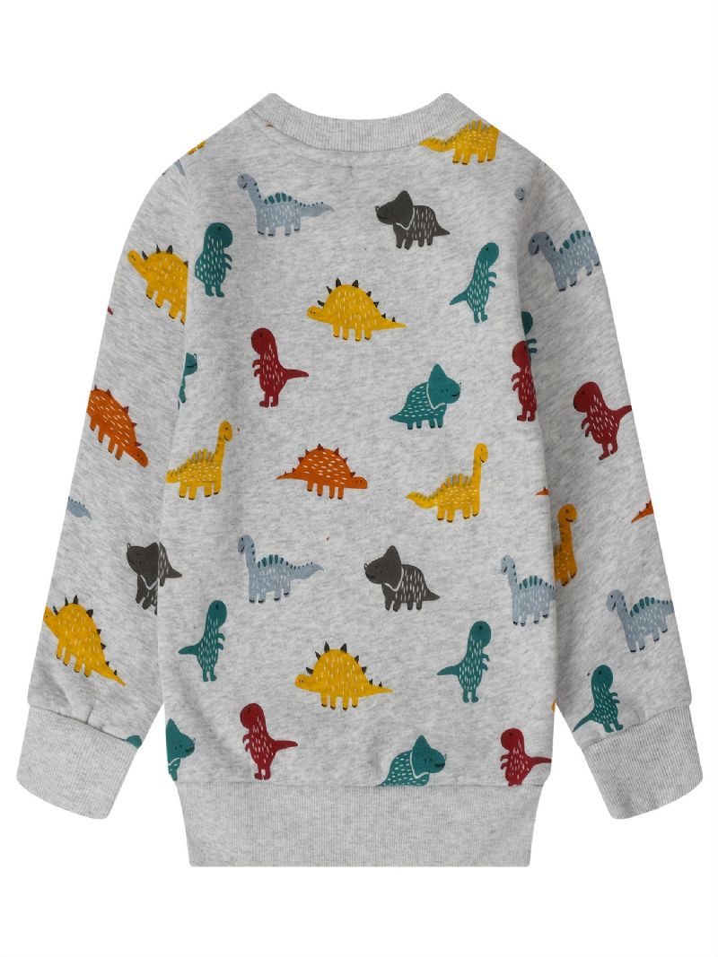 Popshion Autumn Winter Drenge Casual Dinosaur Print Crew Neck Sweatshirt