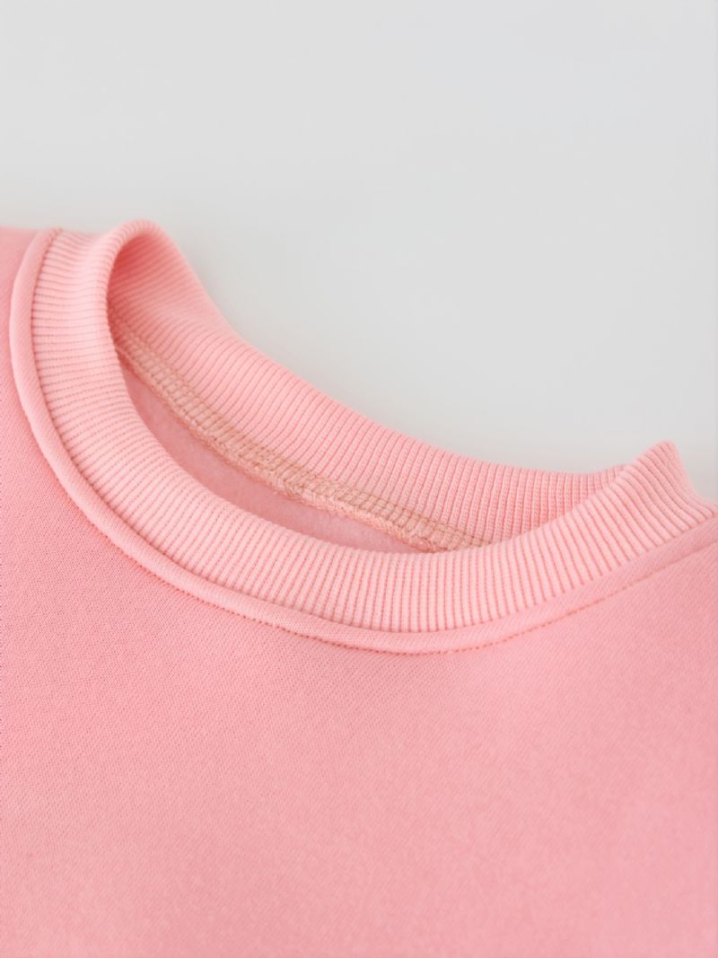 Småbørn Piger Pullover Børn Pink Bogstavtryk Tynd Fleece Rundhals Sweatshirt Børnetøj