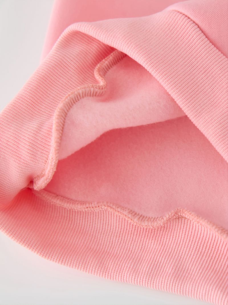 Småbørn Piger Pullover Børn Pink Bogstavtryk Tynd Fleece Rundhals Sweatshirt Børnetøj