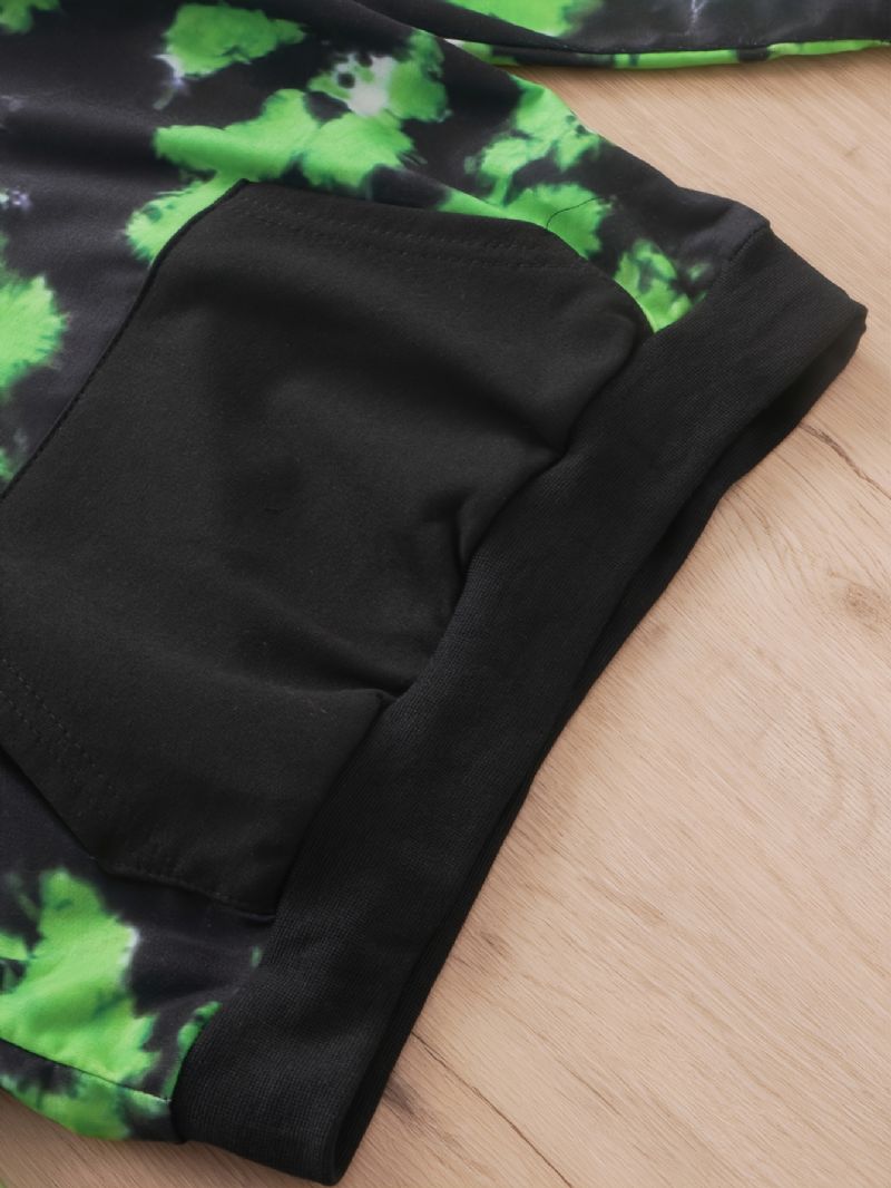 Toddler Baby Drenge Tie Dye Printet Langærmet Sweatshirt Hættetrøje Toppe Bukser