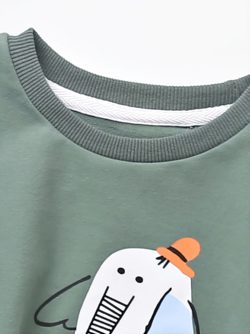 Toddler Drenge Print Elefant Rund Hals Langærmet Sweatshirt Efterår Vinter