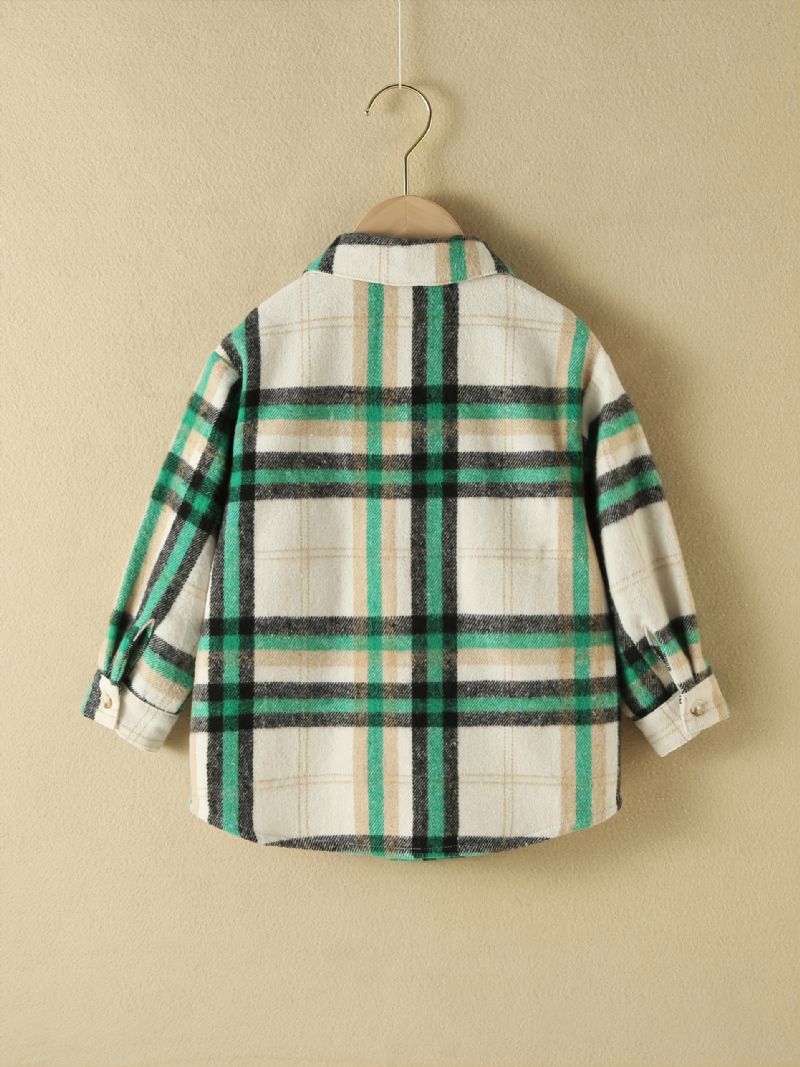 Baby Plaid Skjorter Button Down Lapel Langærmede Bluse Toppe Til Drenge Piger Børn Tøj