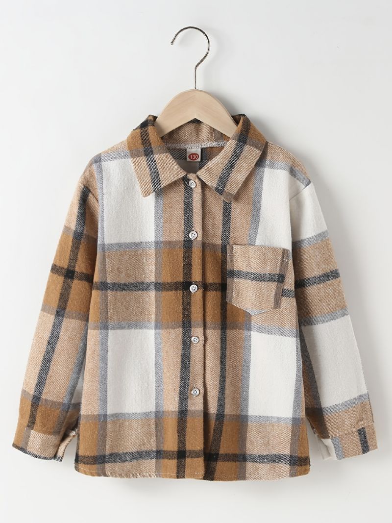 Drenge Piger Plaid Skjorter Button Down Langærmede Bluse Toppe Børnetøj