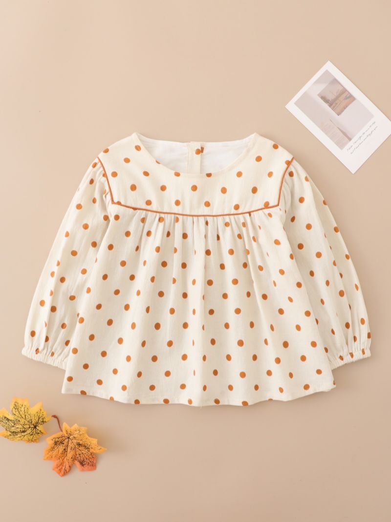 Piger Polka Dots Flæsekant Lanterne Langærmet Bluse