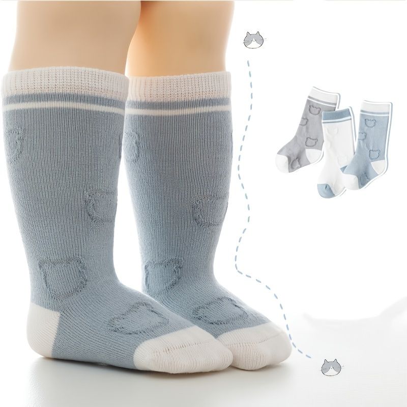 3 Par Babysokker Småbørn Unisex Tegneserietryk 6-12 Måneder 1-6 År Gamle Mid Tube Sokker Børnestrømper