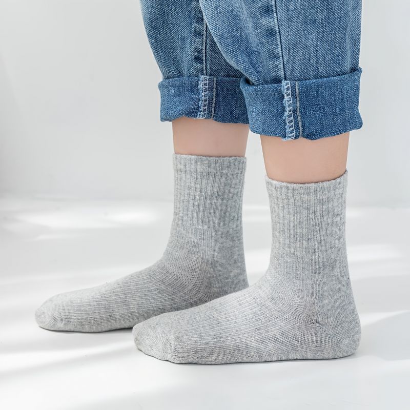 3 Par Børne Solid Socks Bomuld Crew Sokker Varm Vinter For Drenge Piger