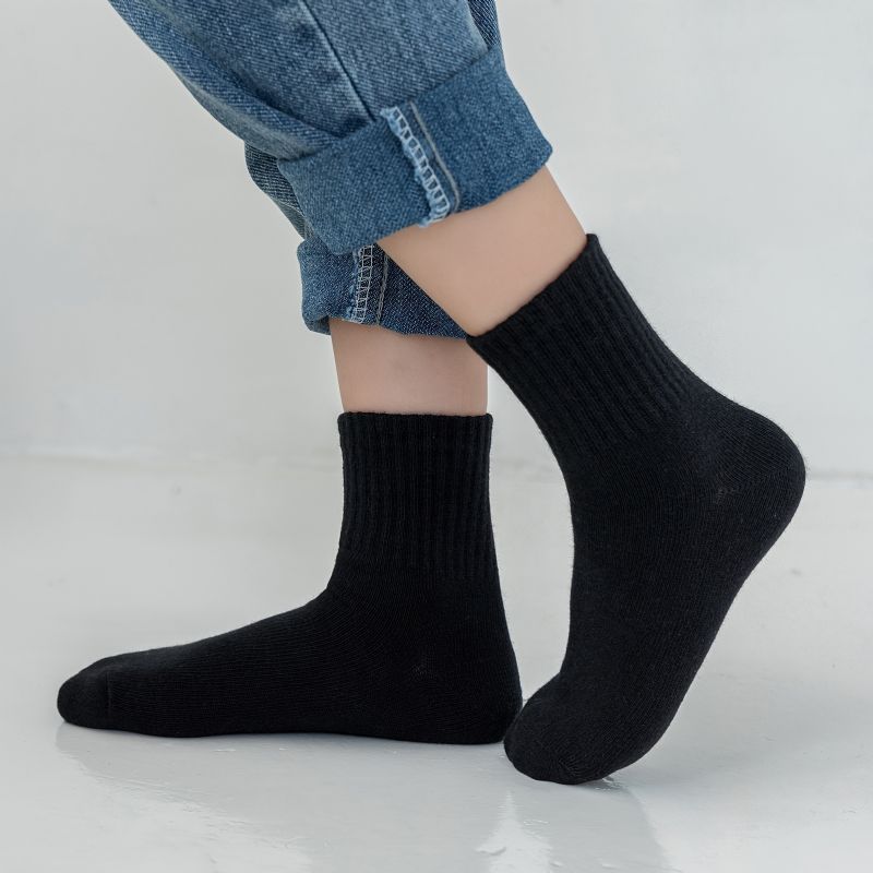 3 Par Børne Solid Socks Bomuld Crew Sokker Varm Vinter For Drenge Piger