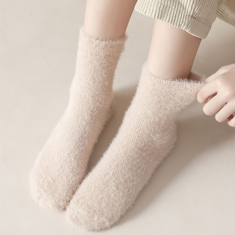 5 Par Børn Ensfarvede Behagelige Varme Sokker Efterår Vinter