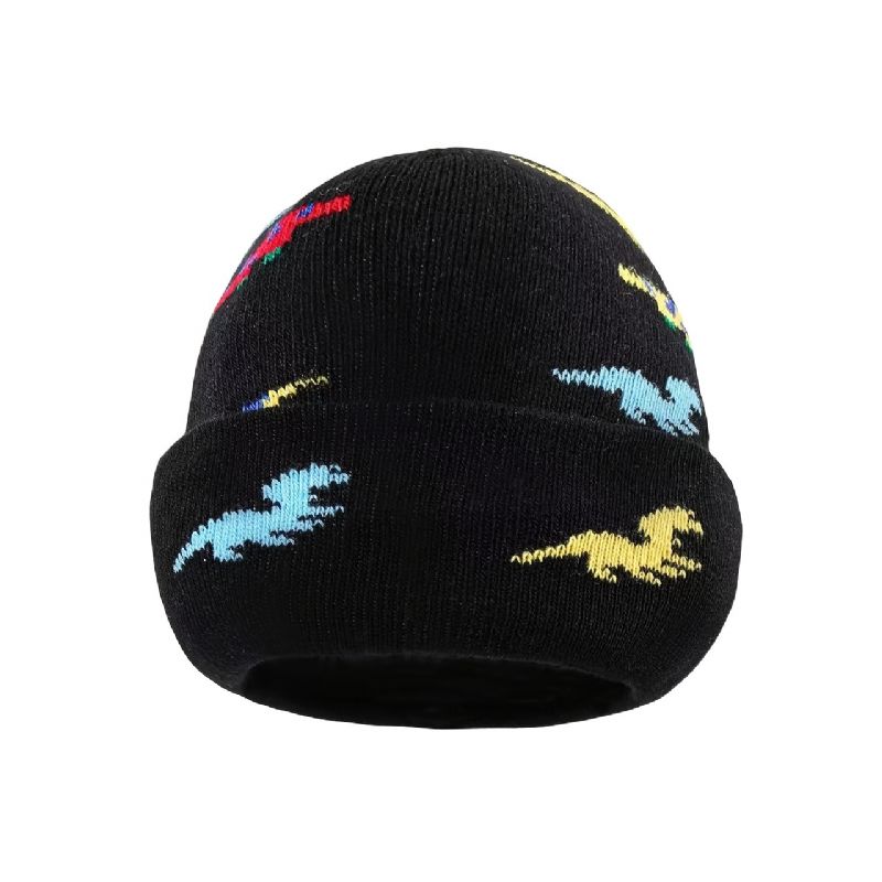 2 Stk Børne Varm Beanie Strikket Hue Dinosaur Mønstre Kasket Vinter Piger Drenge