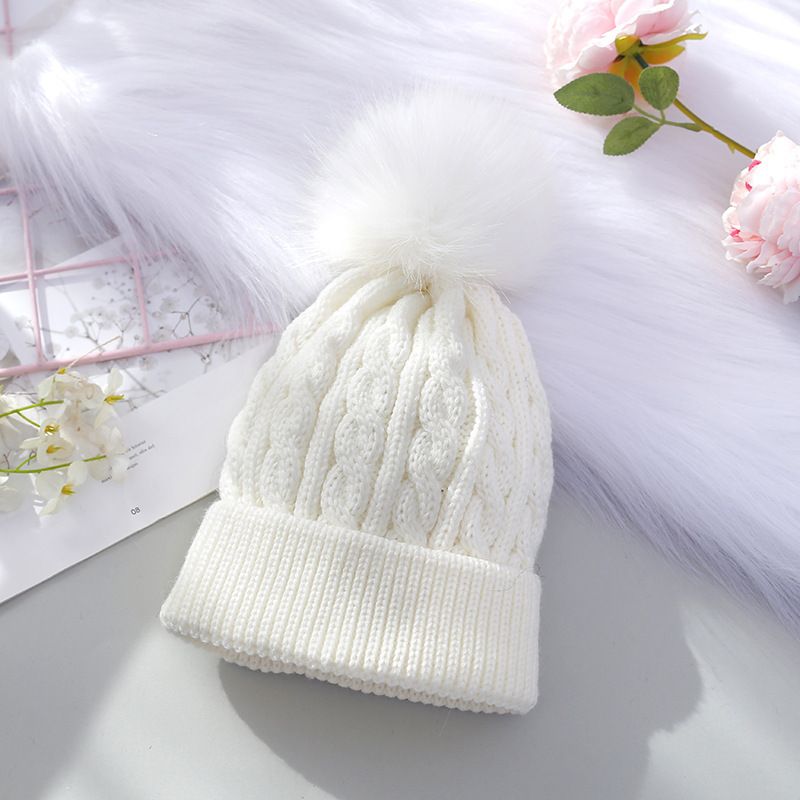 Børn Piger Pom-pom Decor Beanie Hat