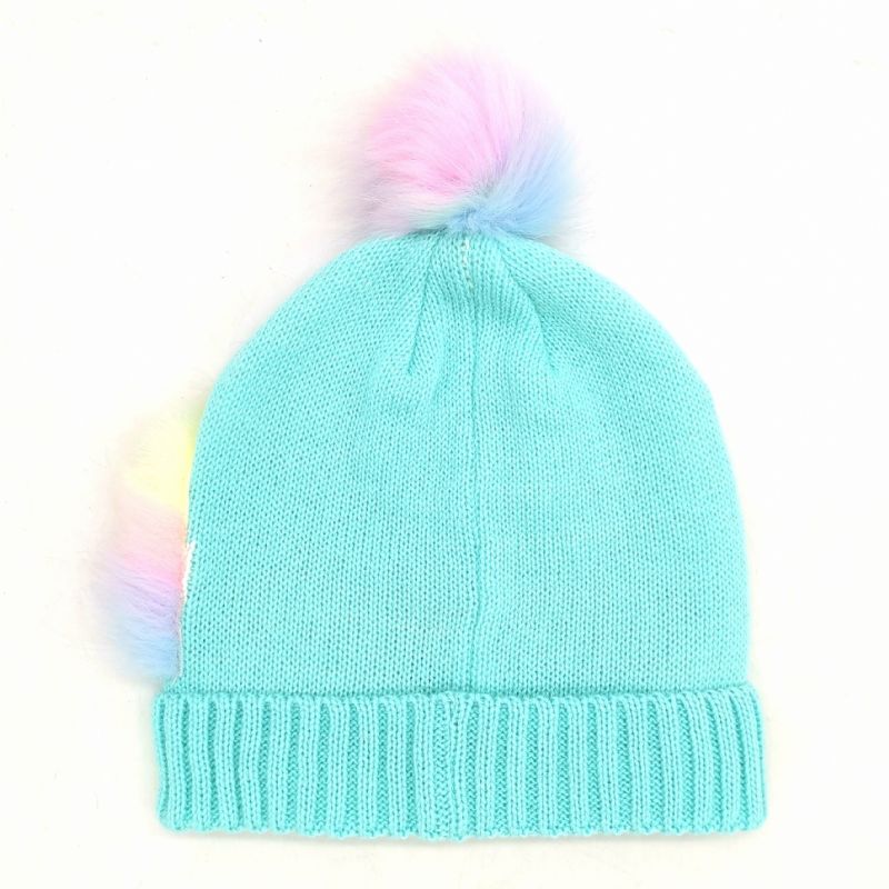 Børn Piger Varm Hue Unicorn Strikket Hue Med Pom Pom Winter