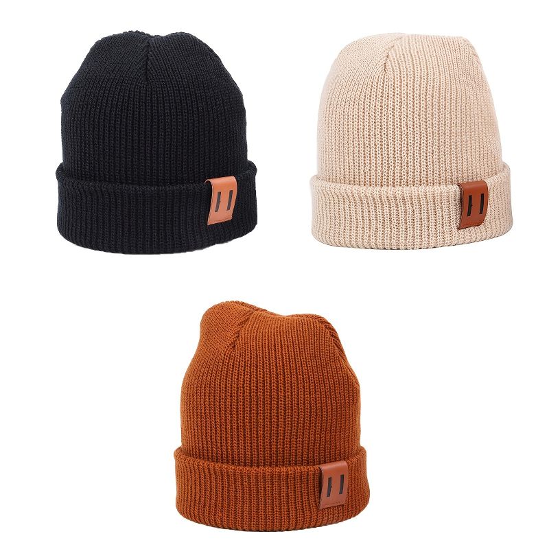 Drenge Piger Casual Solid Strikket Beanie Hatte Letvægts Termohue Til Efterår Og Vinter