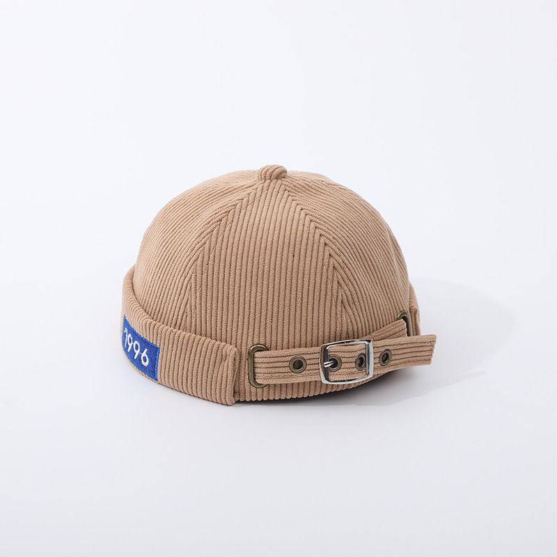 Efterår Vinter Børn Corduroy Melon Kasket Broderi Mode Retro Brimless Hat