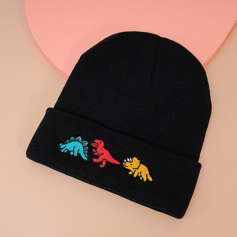 Toddler Baby Dinosaur Broderi Beanie Strikket Hatte Varm Vinter For Drenge Piger