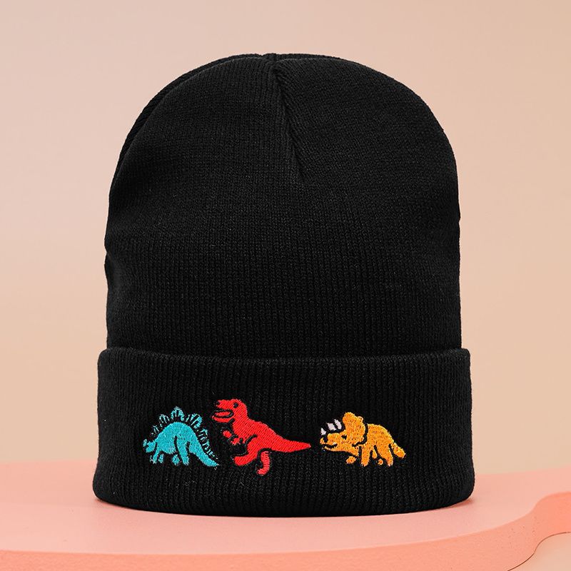 Toddler Baby Dinosaur Broderi Beanie Strikket Hatte Varm Vinter For Drenge Piger