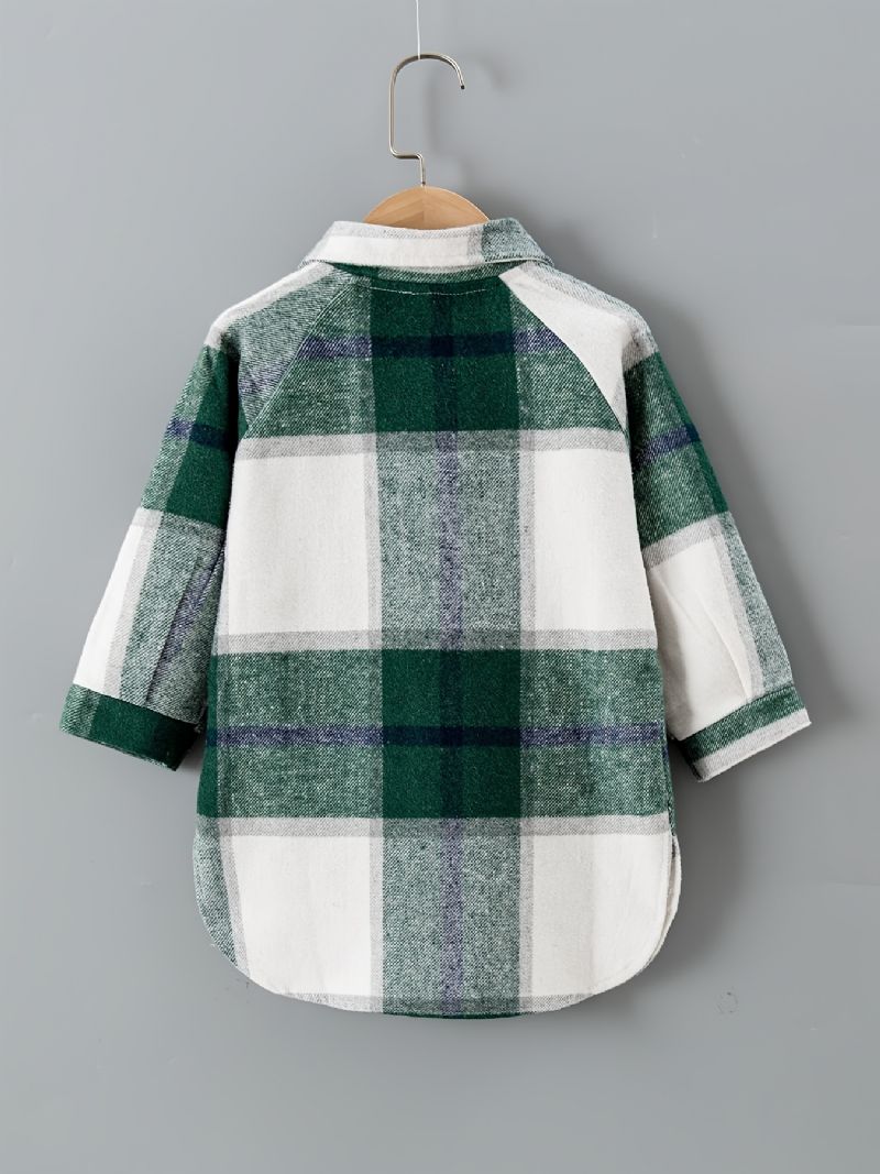 Baby Børn Drenge Plaid Flannel Button-up Skjorte Til Vinter Tøj