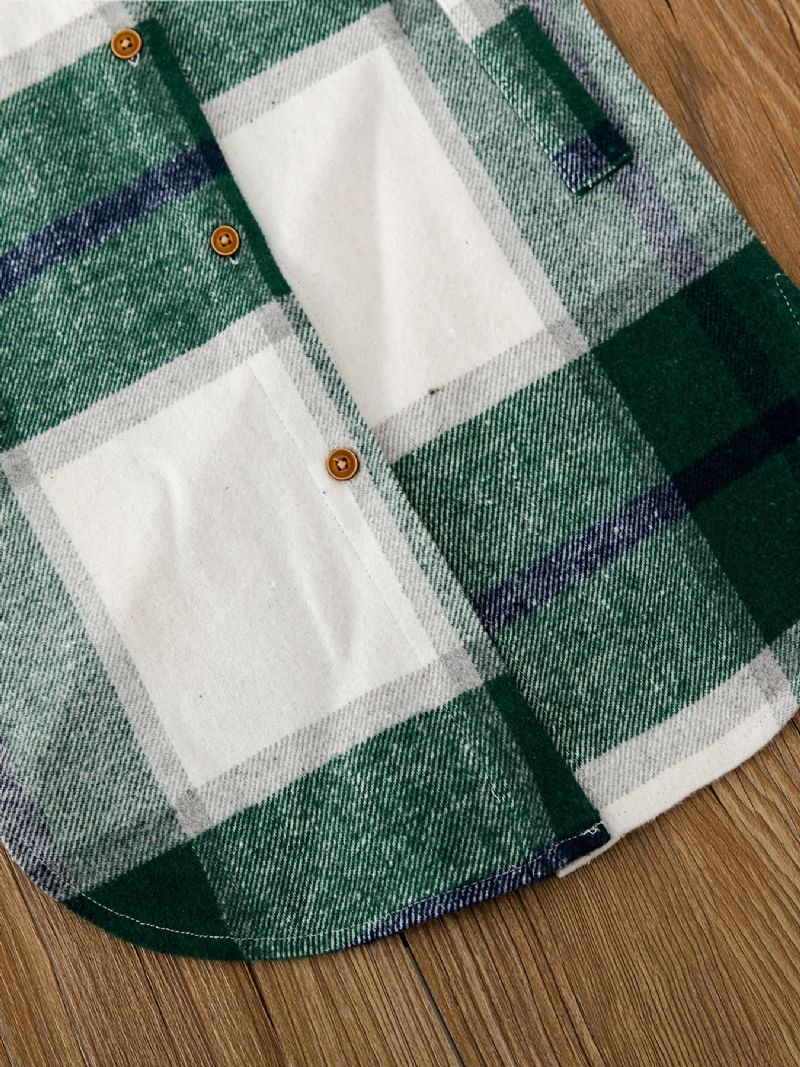 Baby Børn Drenge Plaid Flannel Button-up Skjorte Til Vinter Tøj