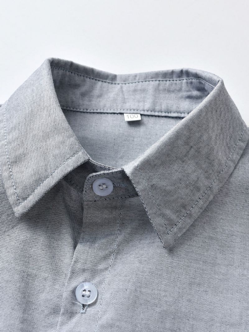 Baby Drenge Ensfarvede Skjorter Button Down Langærmede Lapel Bluse Toppe Børnetøj