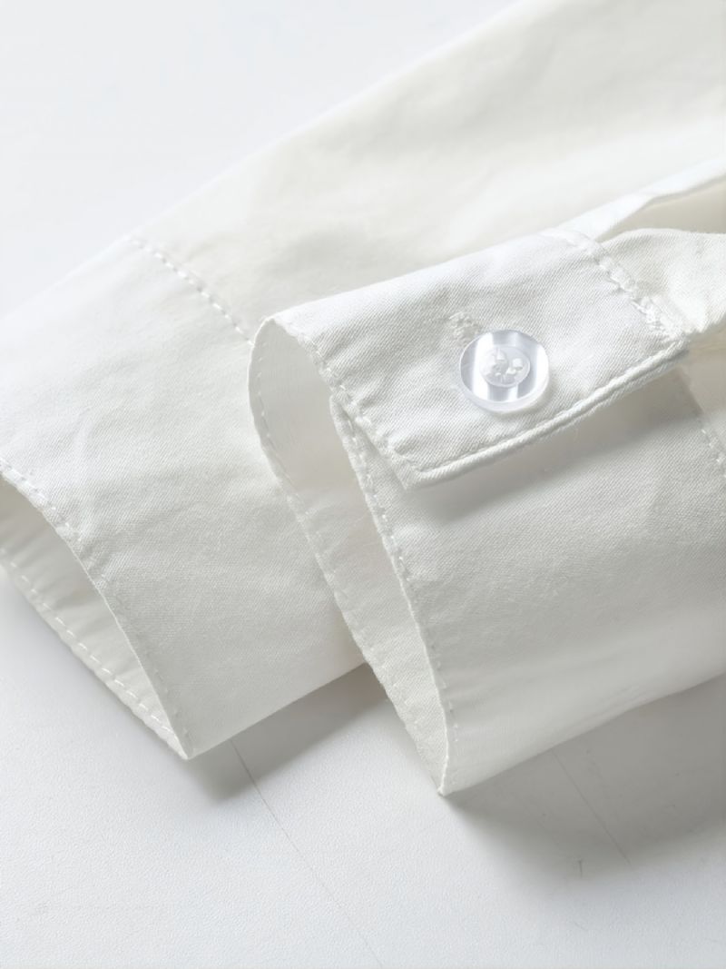 Baby Drenge Langærmede Button-up Skjorter Med Sløjfehalsudskæring