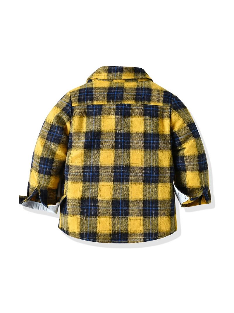 Baby Drenge Plaid Skjorter Button Down Langærmede Bluse Toppe Børnetøj