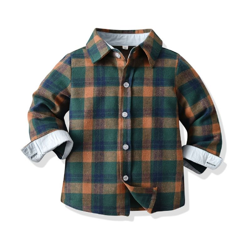 Baby Drenge Plaid Skjorter Button Down Langærmet Børnetøj