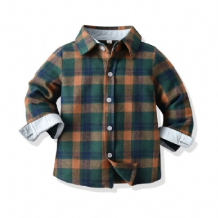 Baby Drenge Plaid Skjorter Button Down Langærmet Børnetøj