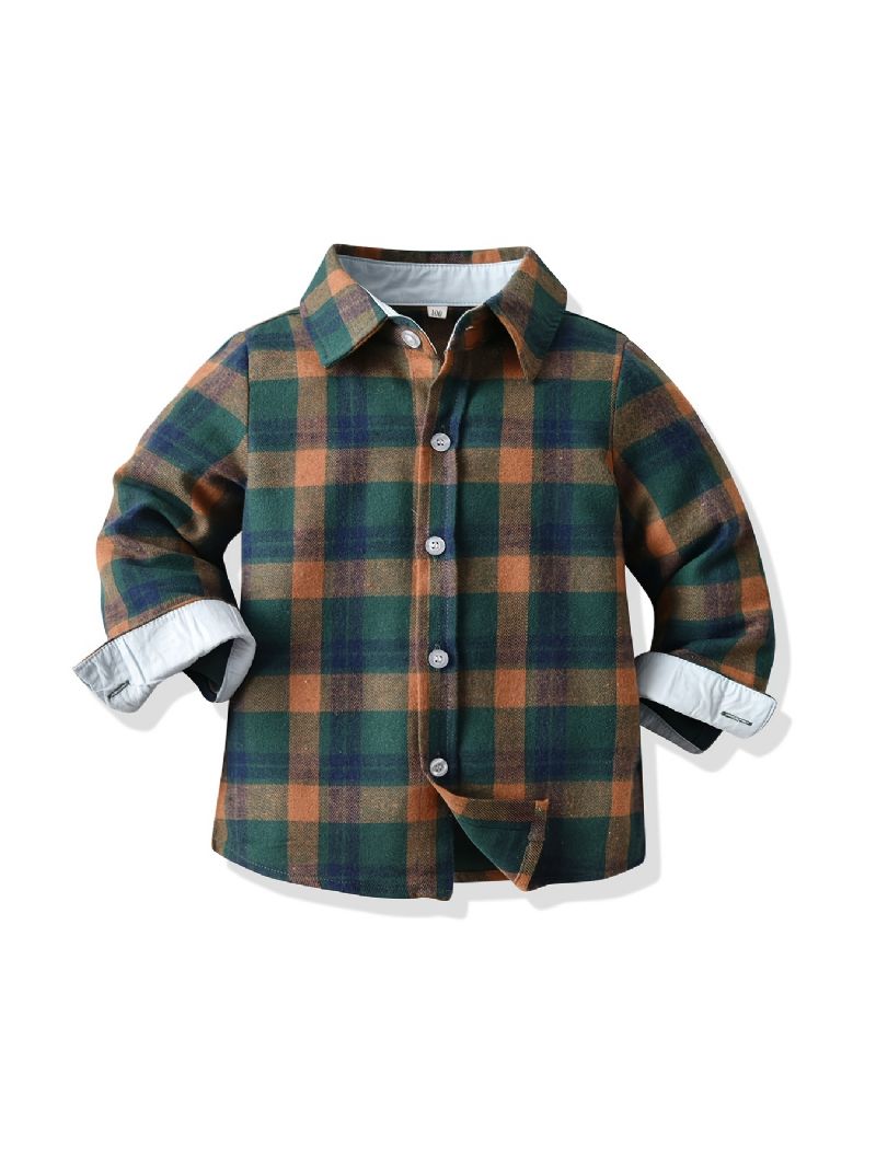 Baby Drenge Plaid Skjorter Button Down Langærmet Børnetøj