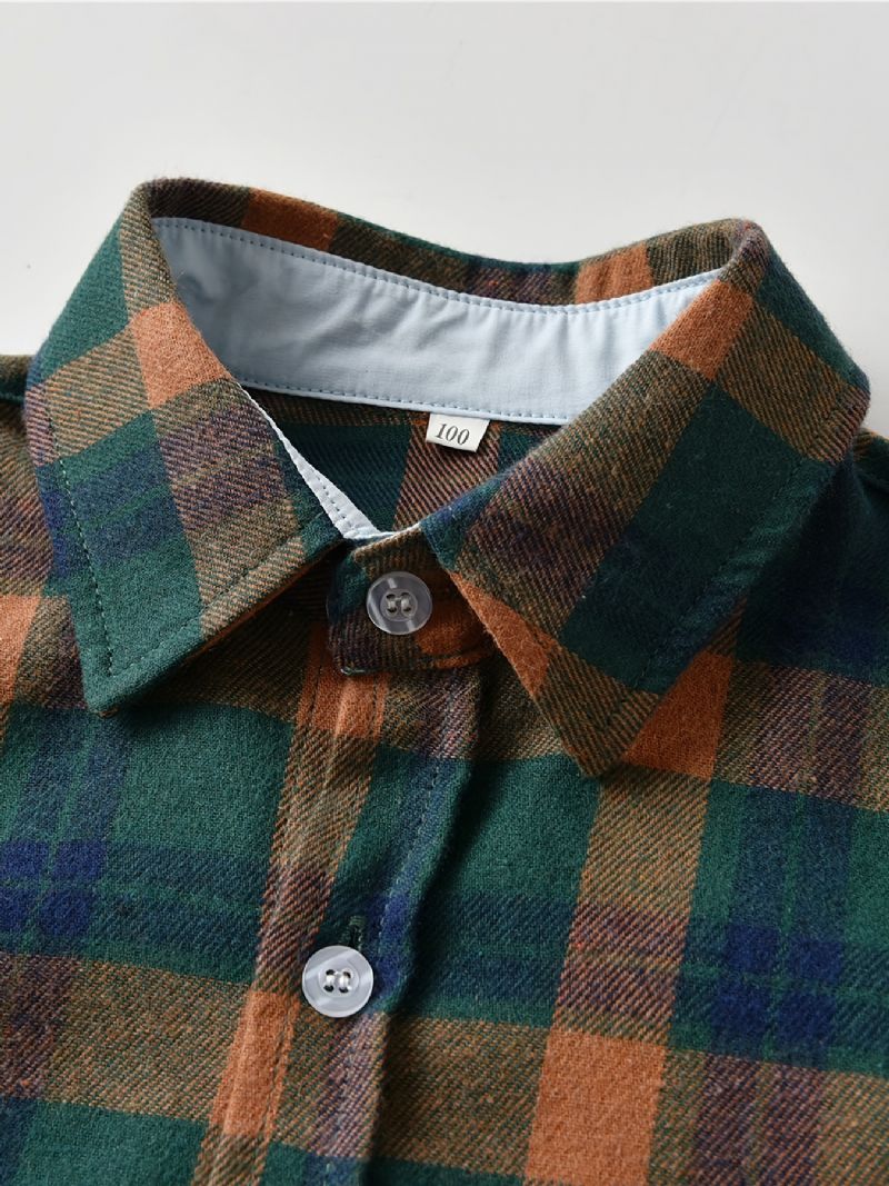 Baby Drenge Plaid Skjorter Button Down Langærmet Børnetøj