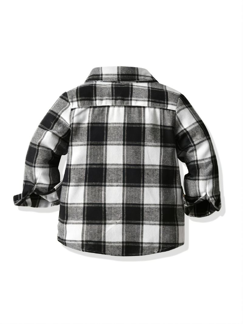 Baby Plaid Skjorter Langærmede Button Down Bluse Toppe Til Drenge Piger Børnetøj