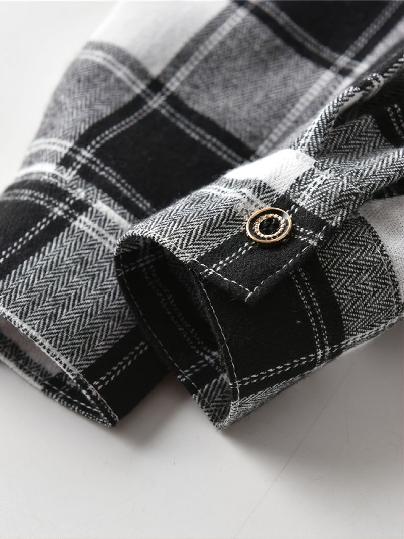 Baby Plaid Skjorter Langærmede Button Down Bluse Toppe Til Drenge Piger Børnetøj